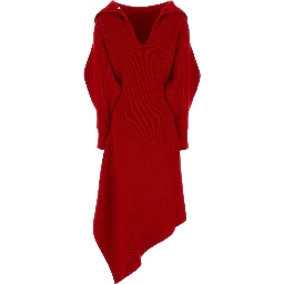 HIGH NECK SLASHED KNITTED DRESS