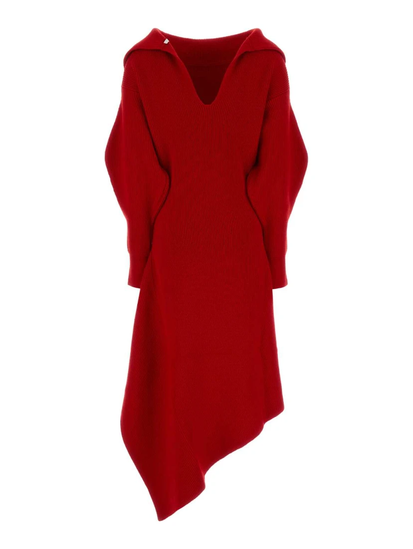 HIGH NECK SLASHED KNITTED DRESS