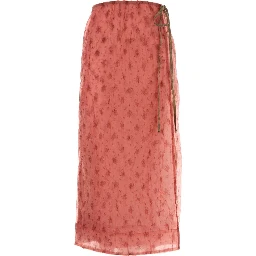 SHIBORI ORGANZA/PRINTED STRETCH COTTON SKIRT