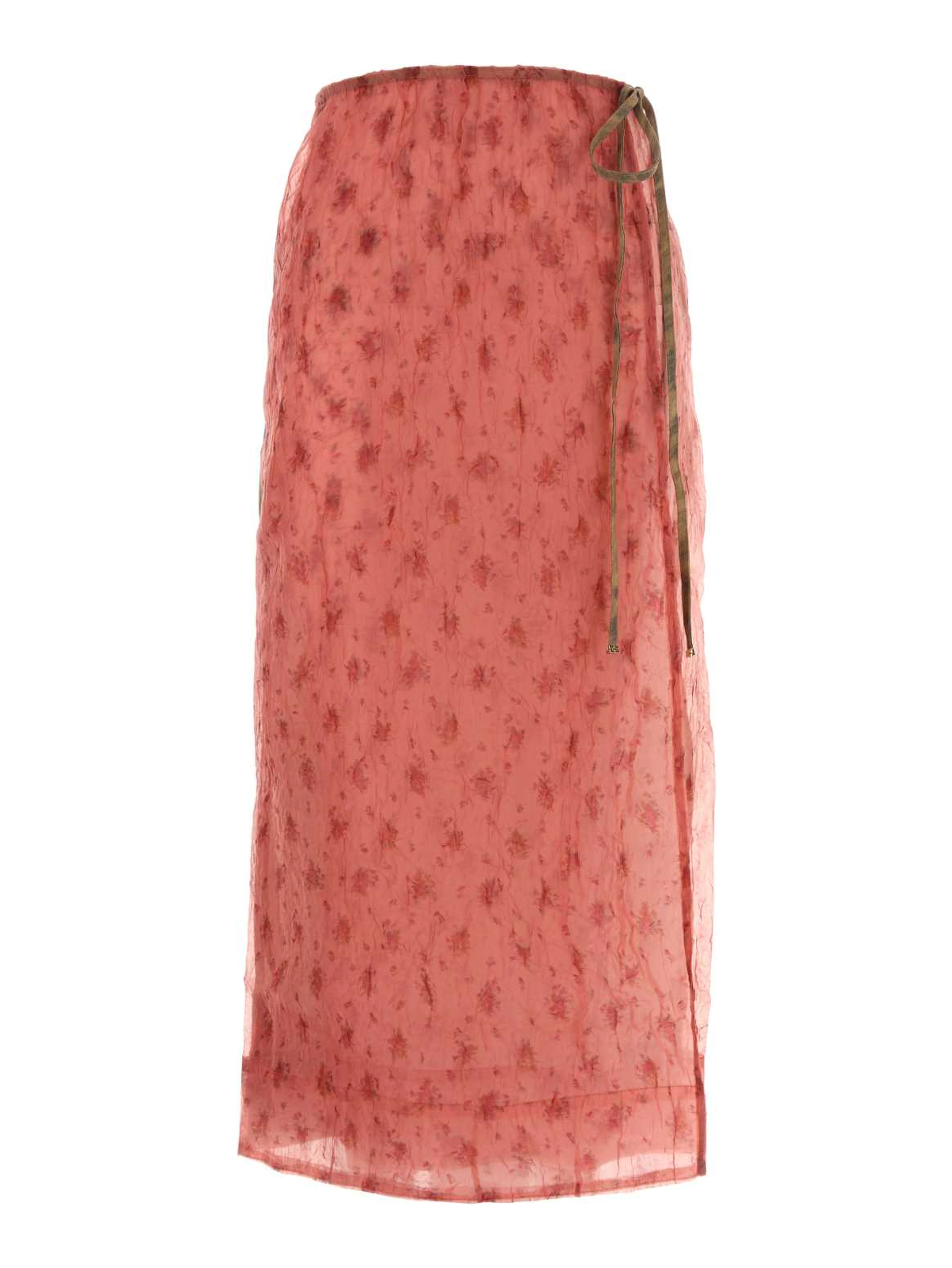 SHIBORI ORGANZA/PRINTED STRETCH COTTON SKIRT
