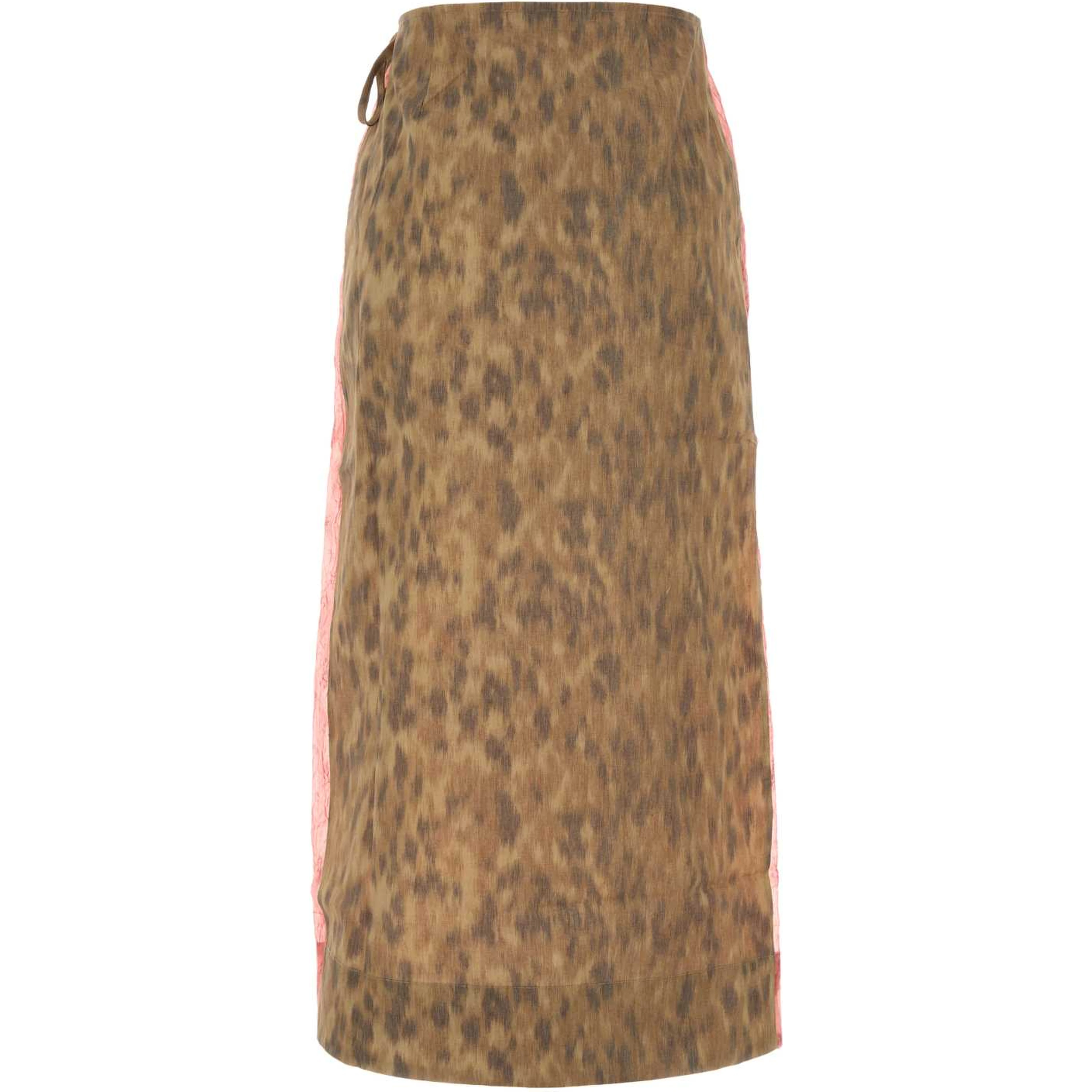 SHIBORI ORGANZA/PRINTED STRETCH COTTON SKIRT