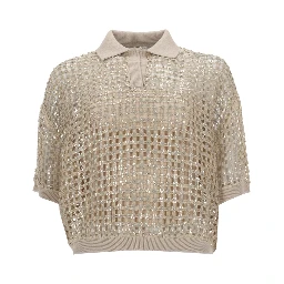 SILK AND LINEN KNIT POLO SHIRT