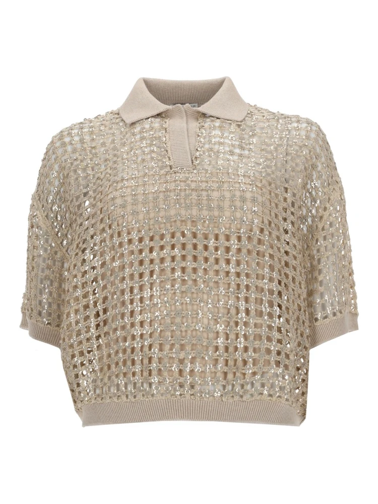 SILK AND LINEN KNIT POLO SHIRT