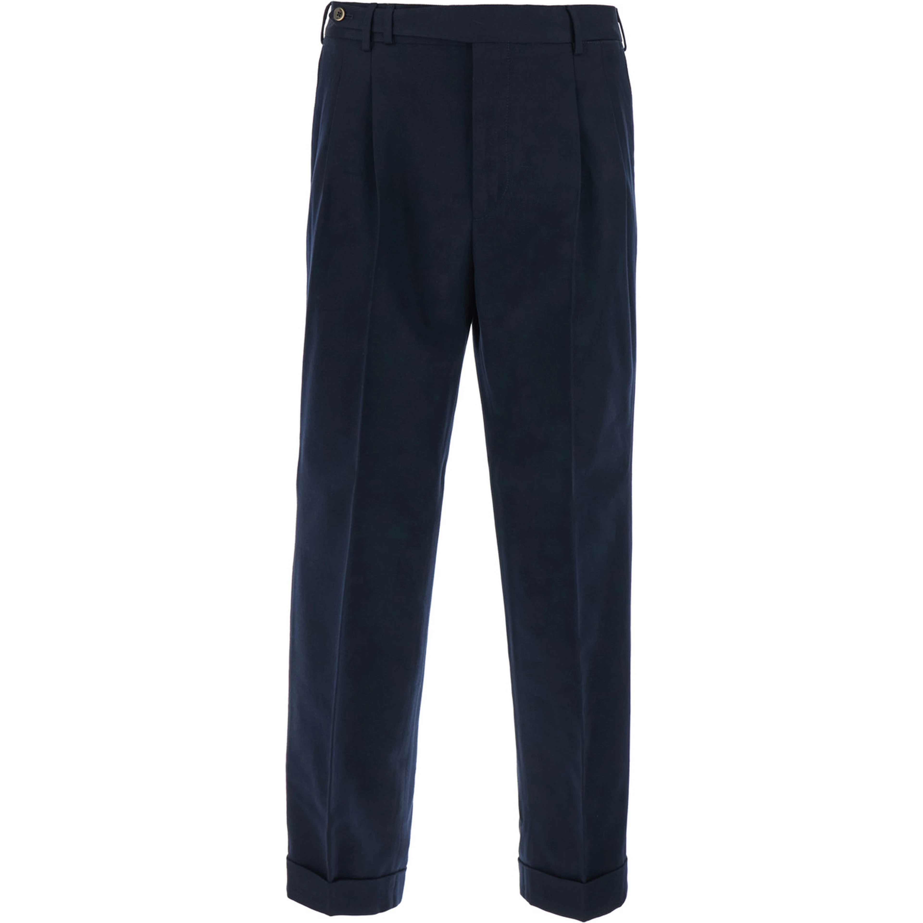 Blue Pants with Belt Loops and Front Pleats in Fabric for Men