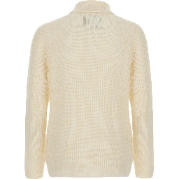White Cardigan with zip closure and ribbed design in Blend wool for men