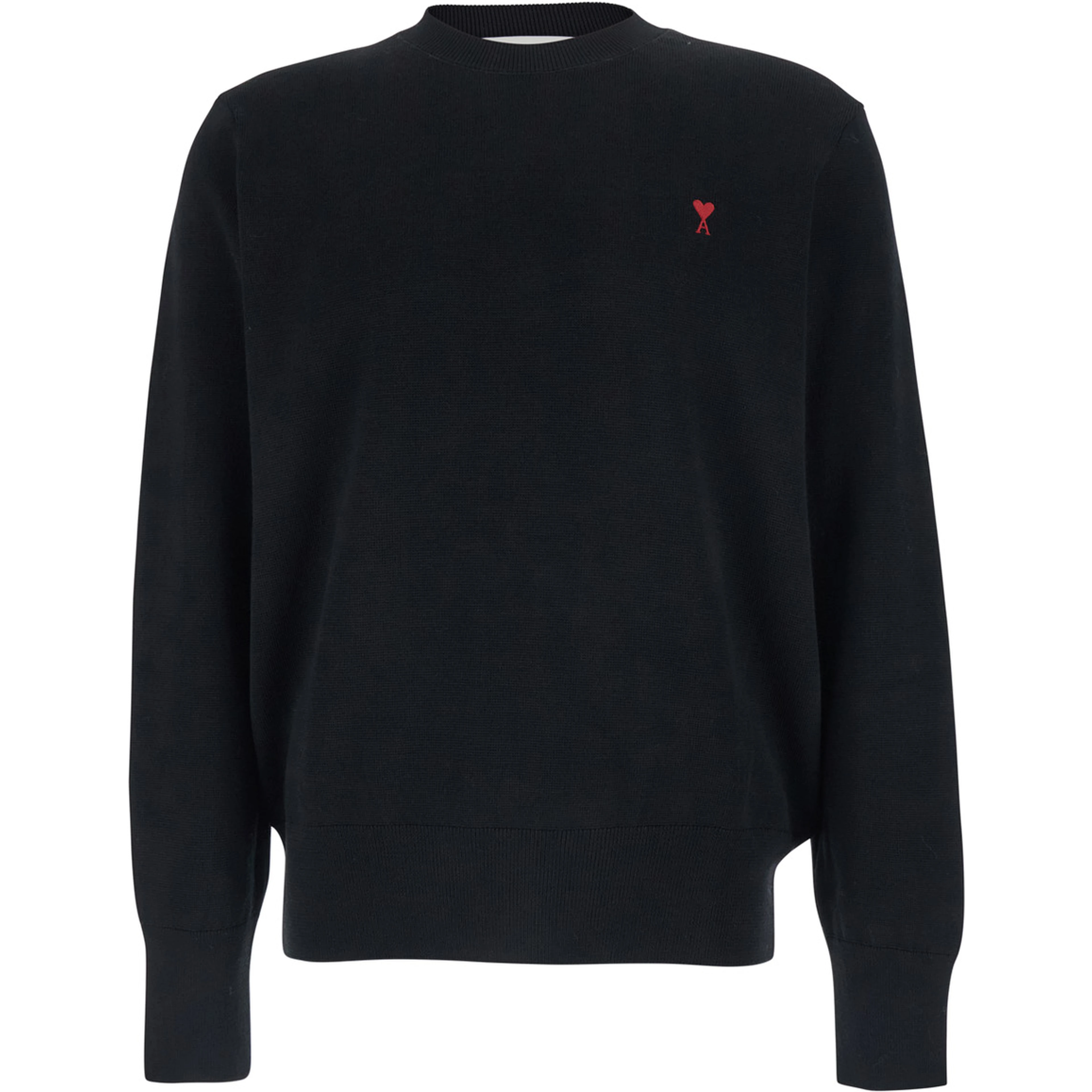 Crewneck Sweater with ADC Embroidery on the Front in Wool Blend Black Men