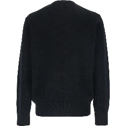Crewneck Sweater with ADC Embroidery on the Front in Wool Blend Black Men