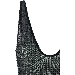 Malibu Dress with V-Neck and All-Over Crystal Decoration in Black Stretch Tech Fabric for Women