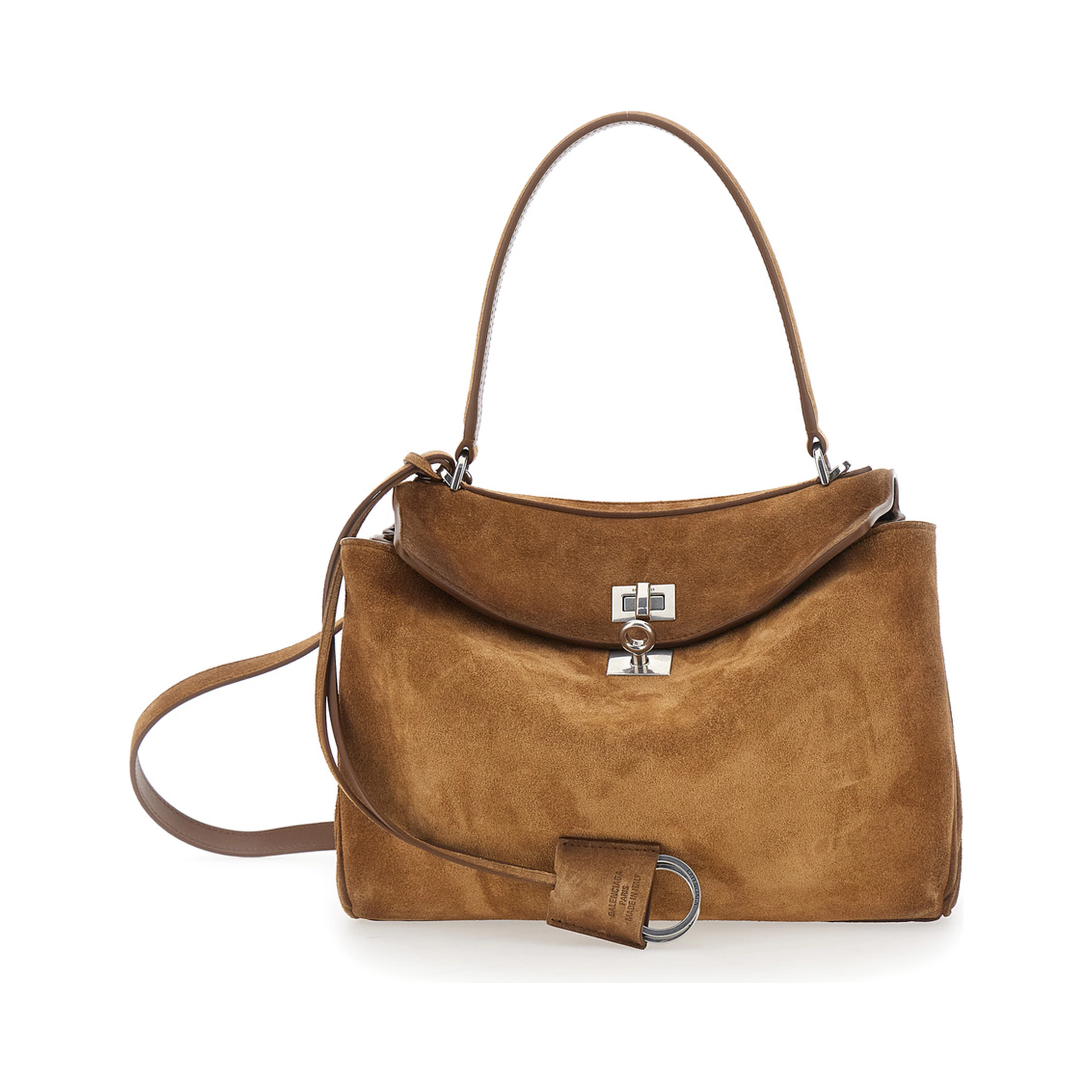Small Rodeo Brown Handbag with Detachable Key Holder in Suede Woman