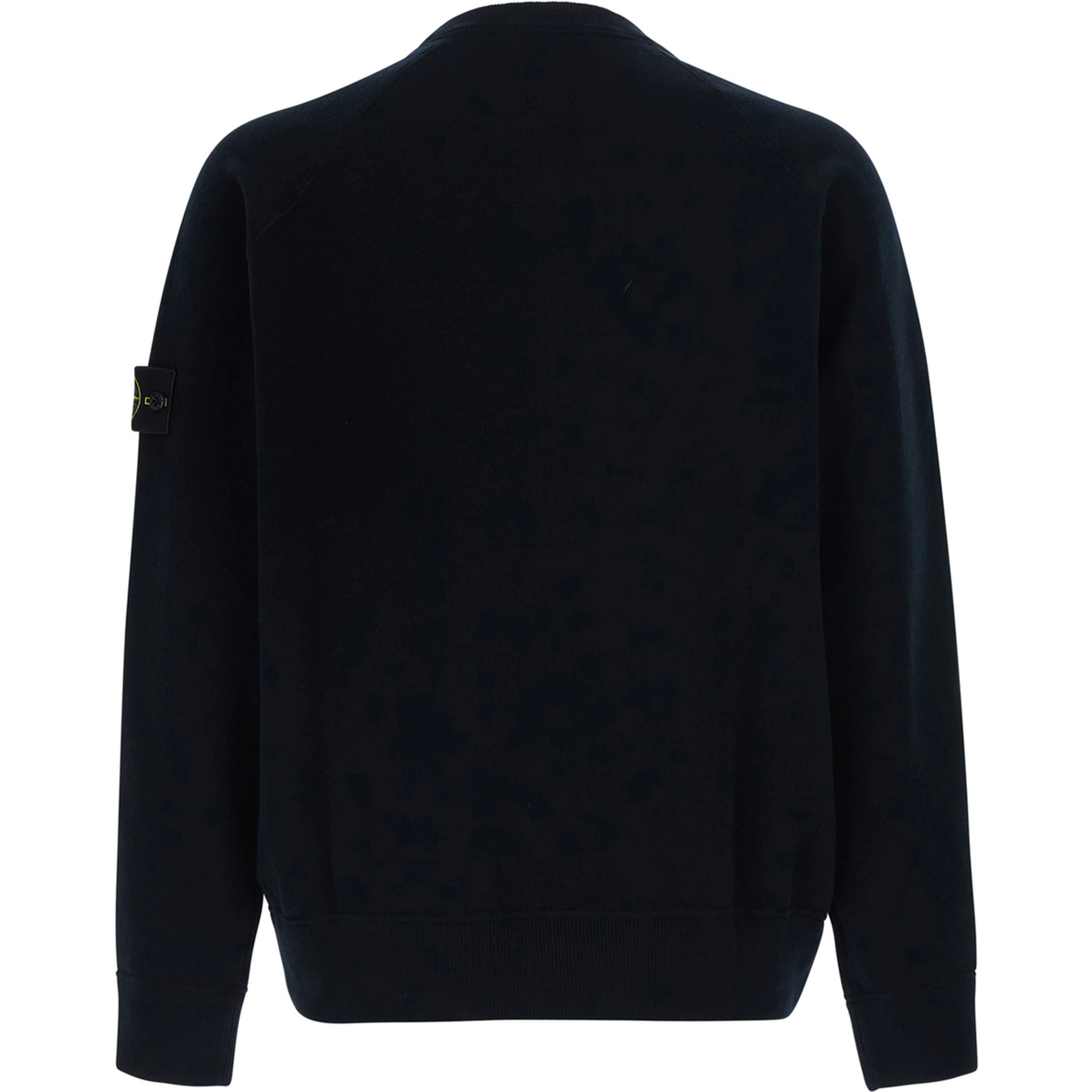 black crew neck sweater with logo patch on the sleeve in wool Blend men