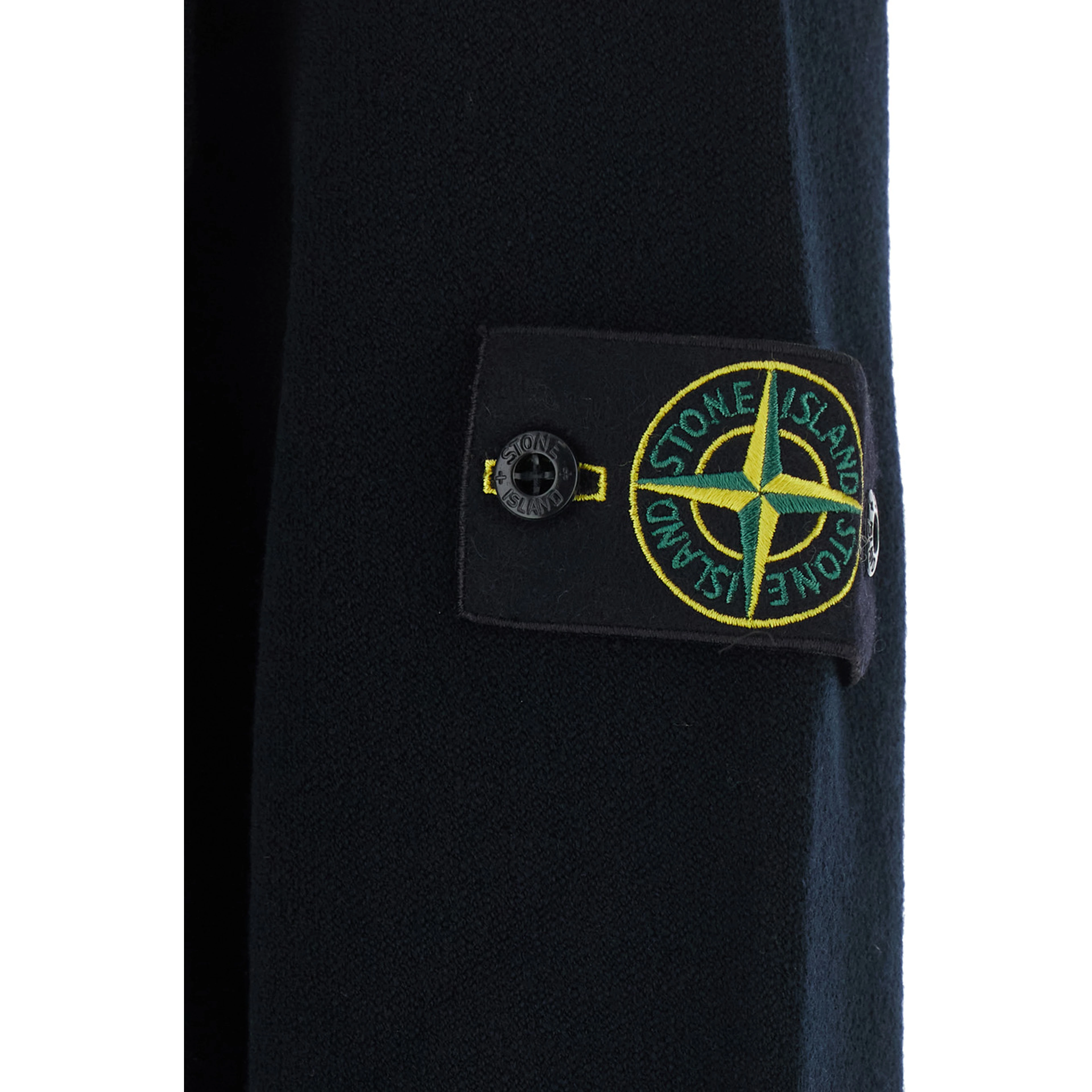 black crew neck sweater with logo patch on the sleeve in wool Blend men
