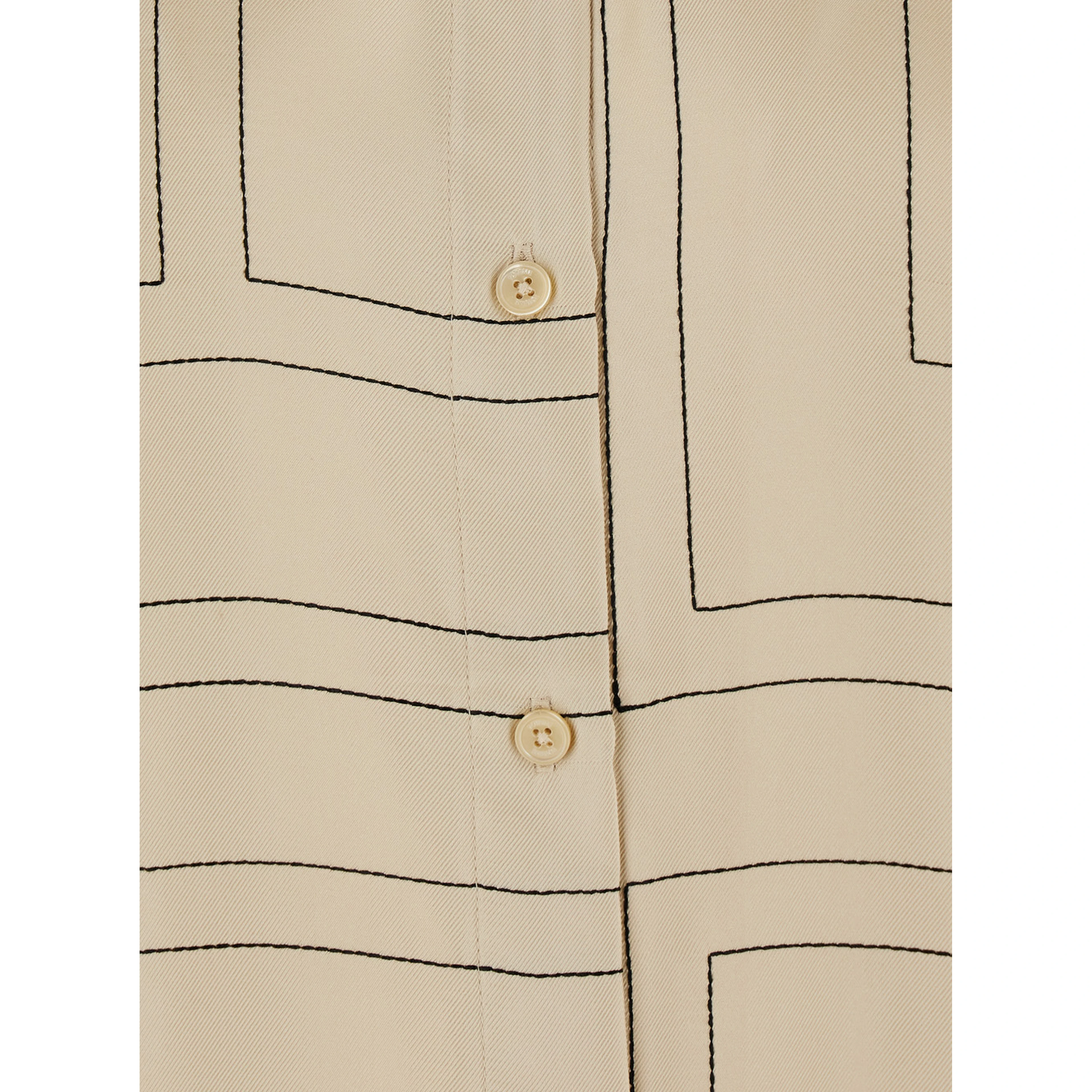 Beige Shirt with classic collar and all-over monogram embroidery in silk for women