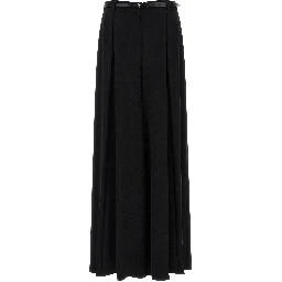 Black Polyester Casual Pants