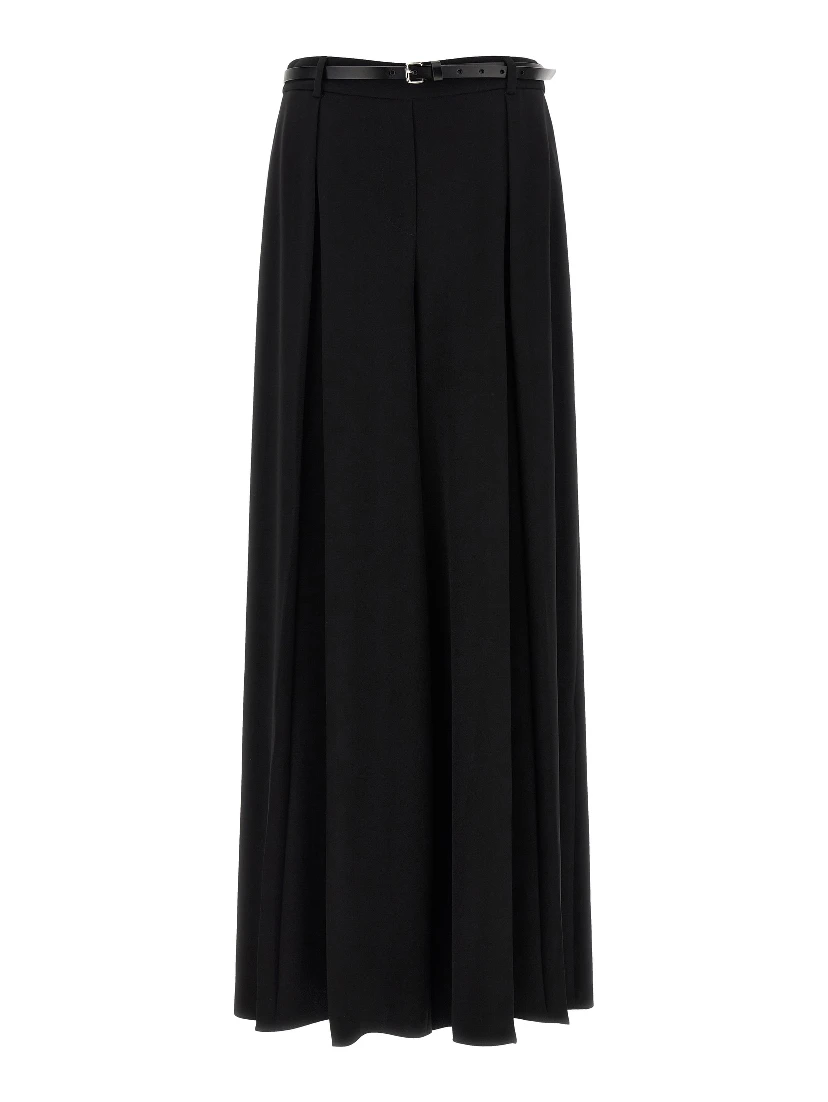 Black Polyester Casual Pants