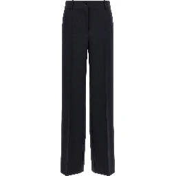Black Virgin Wool Flared Pants