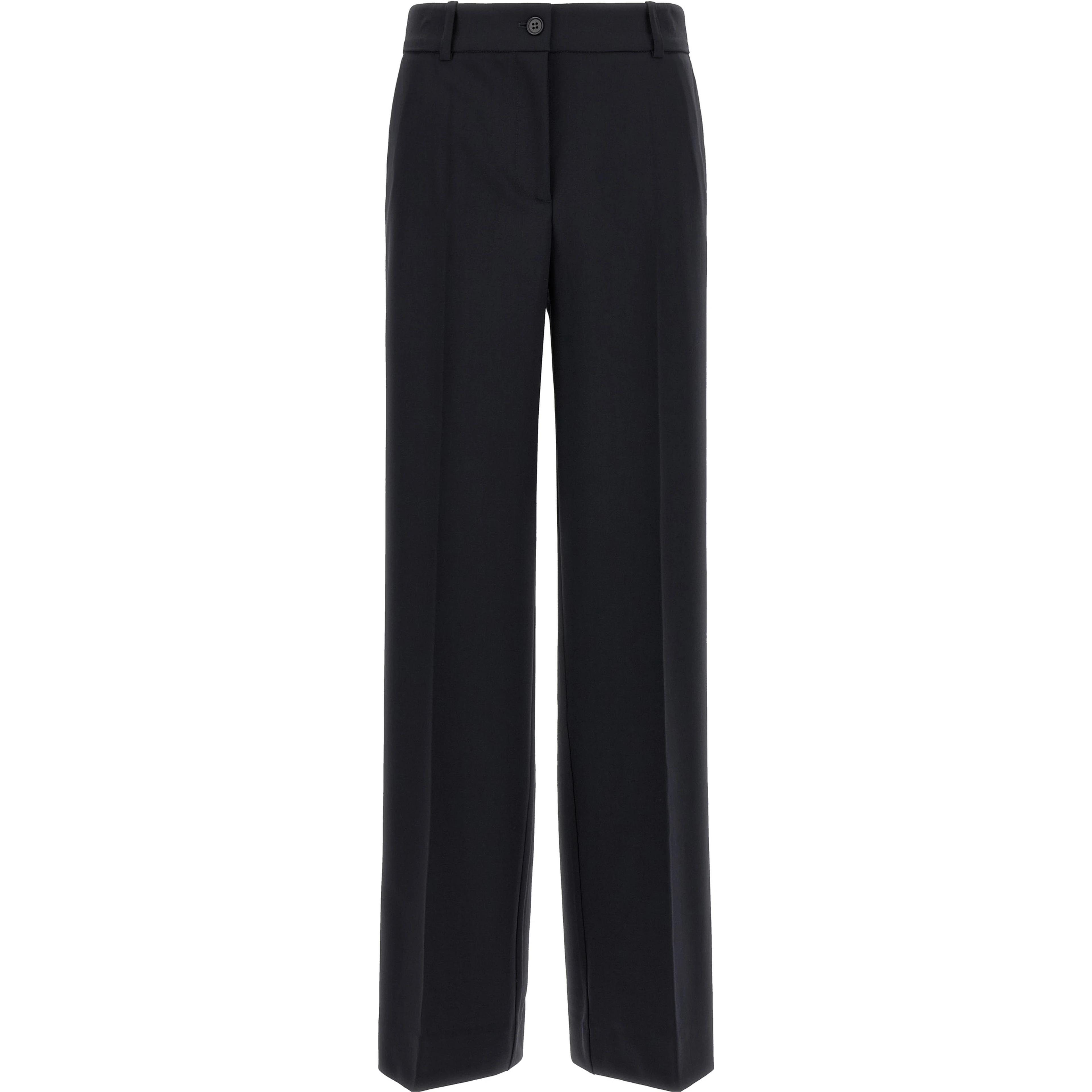 Black Virgin Wool Flared Pants
