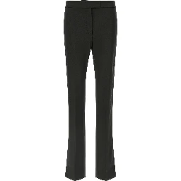 Black Virgin Wool Flared Pants