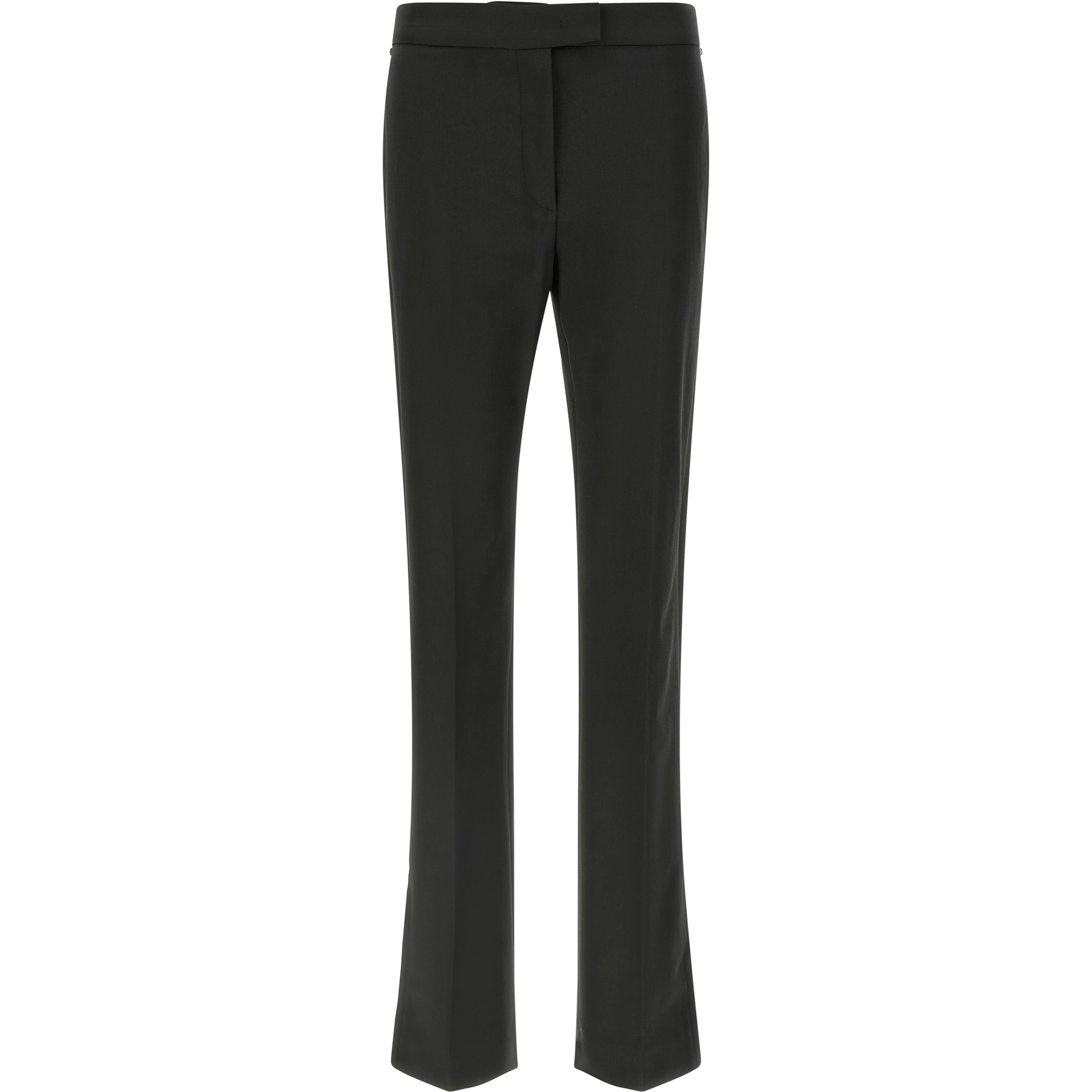 Black Virgin Wool Flared Pants