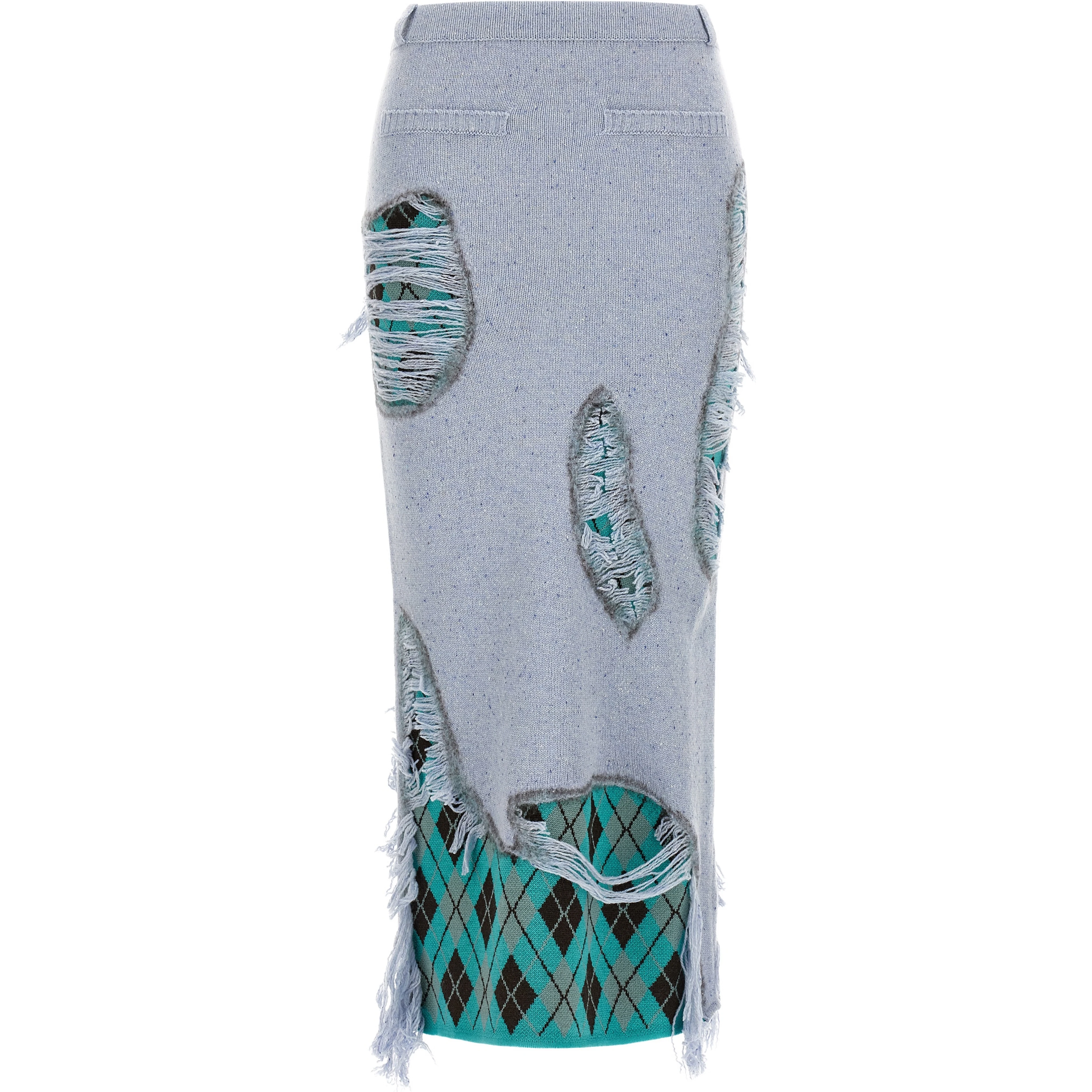 Blue Wool Midi Skirt