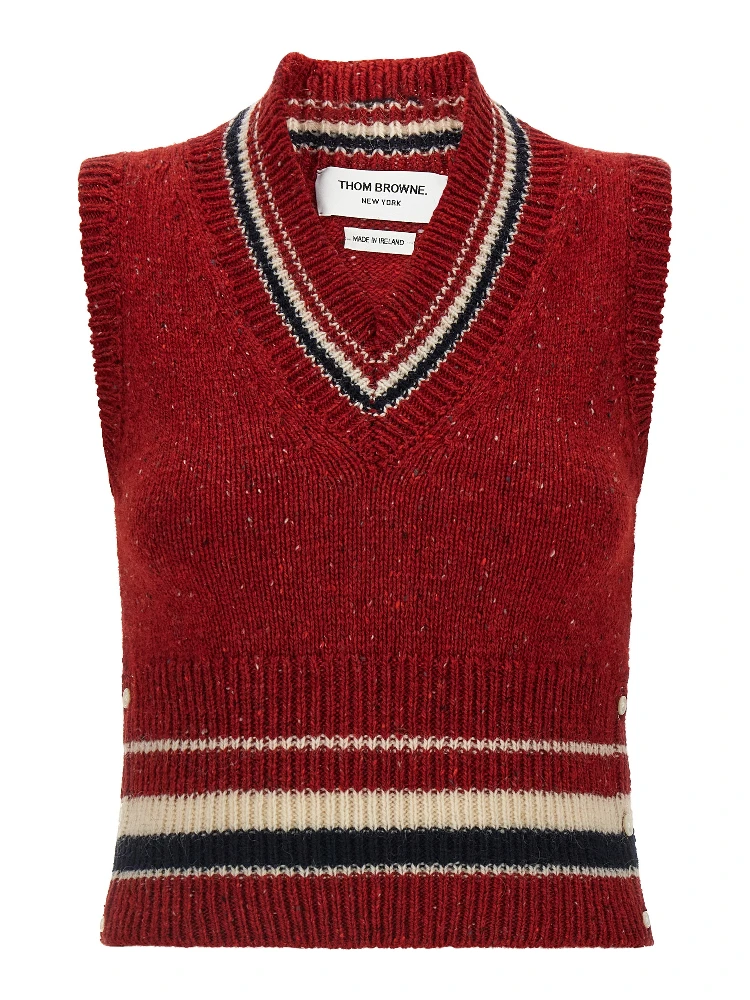 Red Wool Sleeveless Jacket