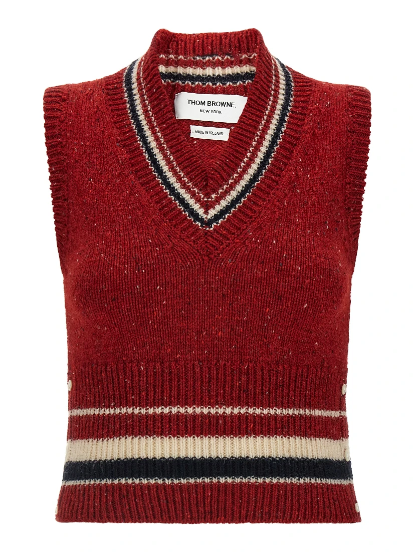 Red Wool Sleeveless Jacket