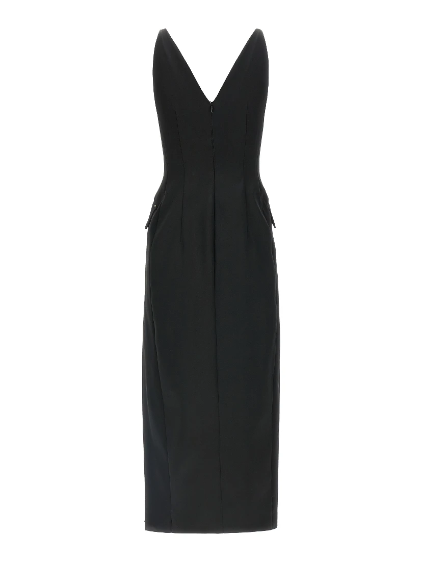 Black Acetate Midi Dress