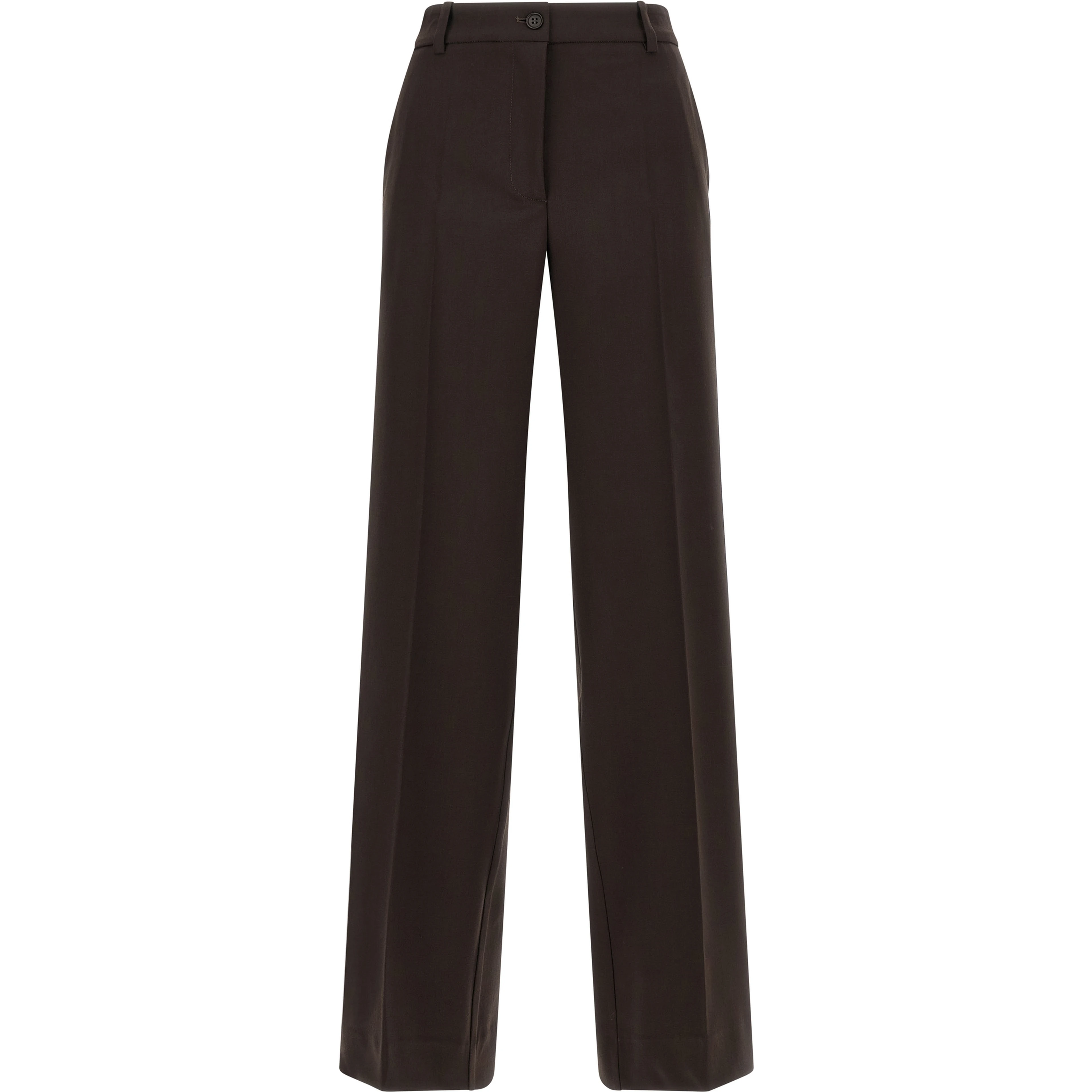 Brown Virgin Wool Flared Pants