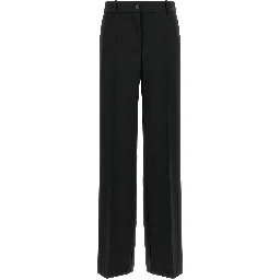 Black Virgin Wool Flared Pants