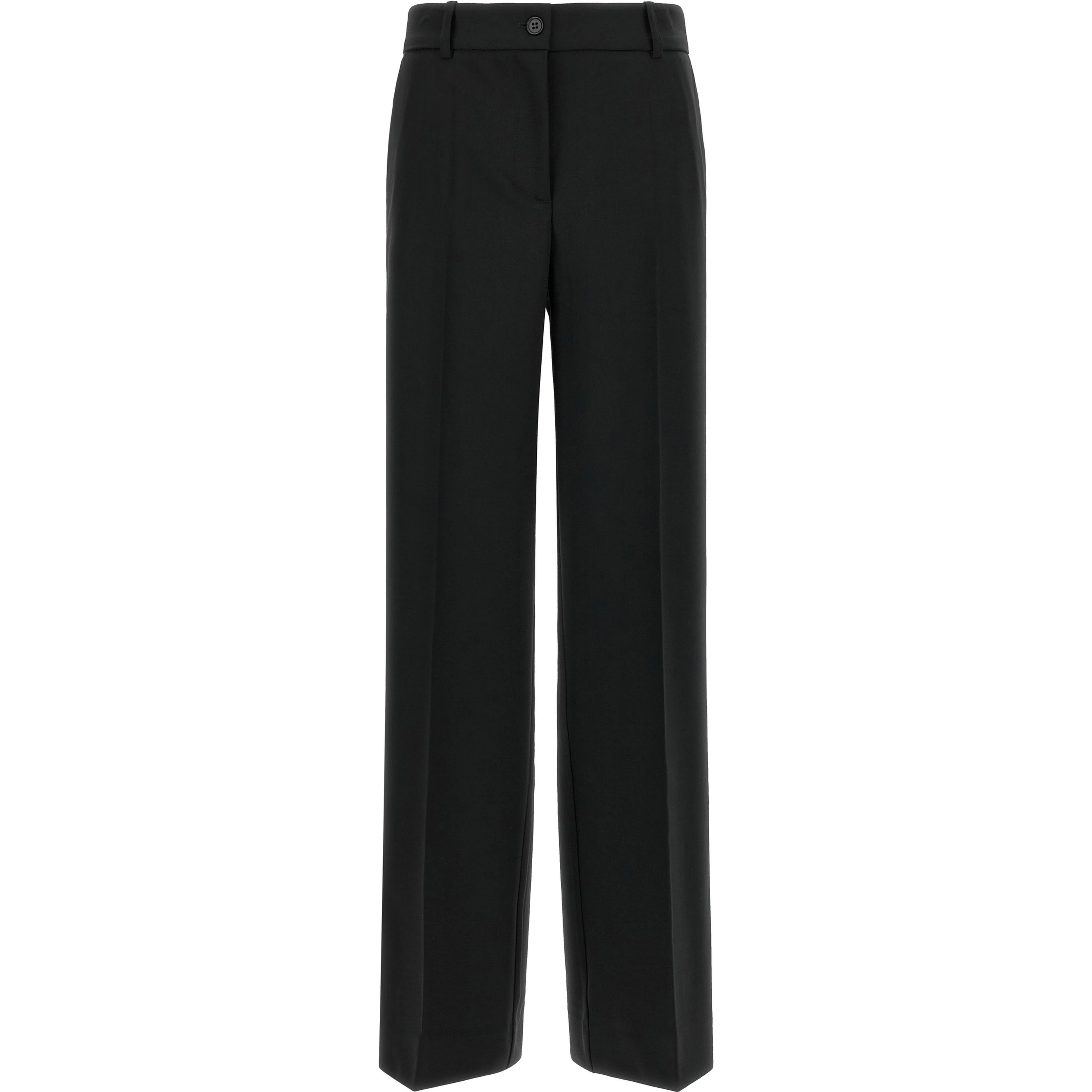 Black Virgin Wool Flared Pants