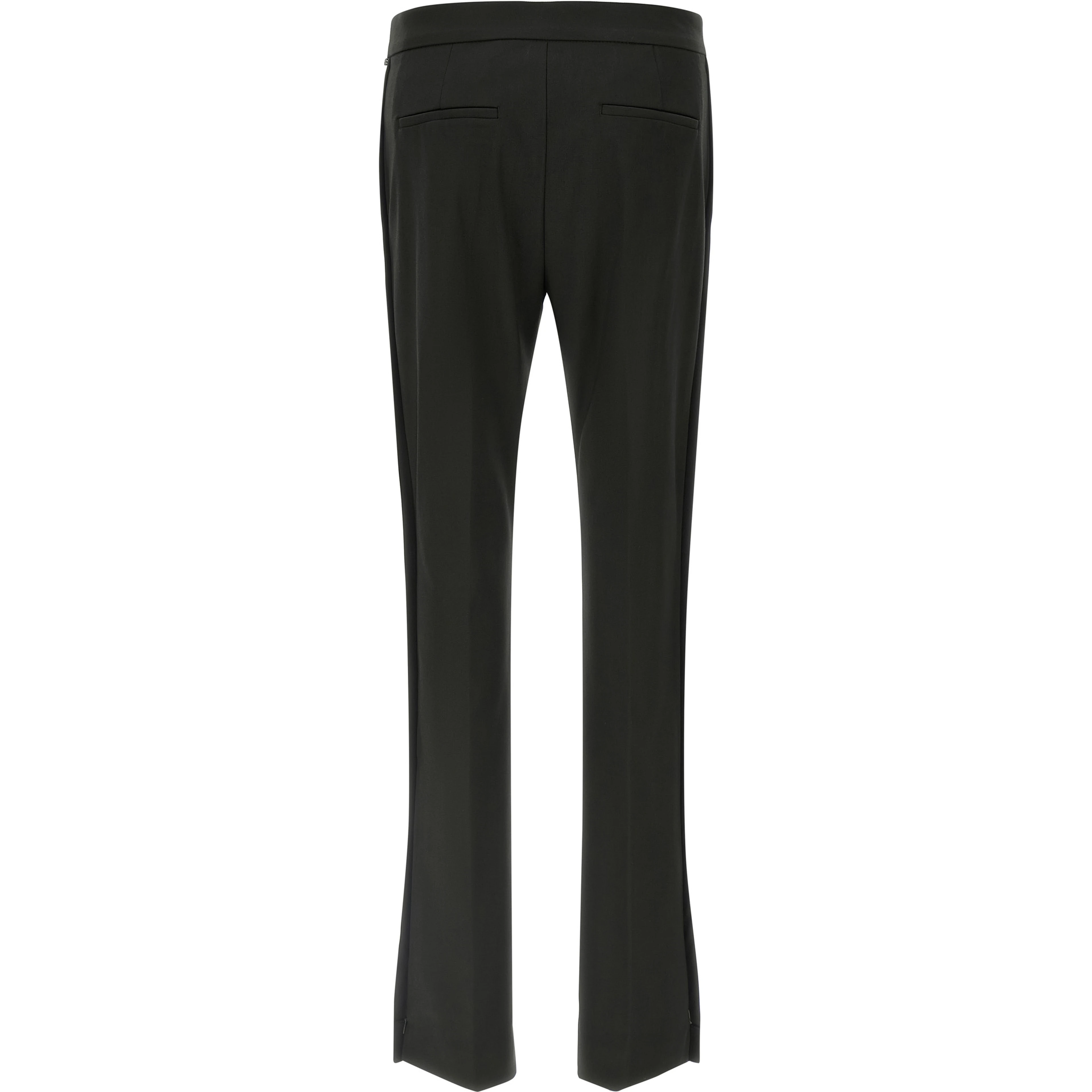 Black Virgin Wool Flared Pants