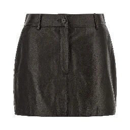 Brown Lamb Leather Long Skirt