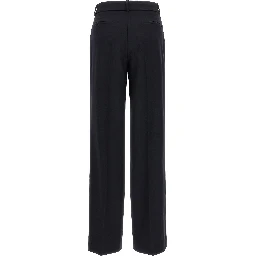 Black Virgin Wool Flared Pants