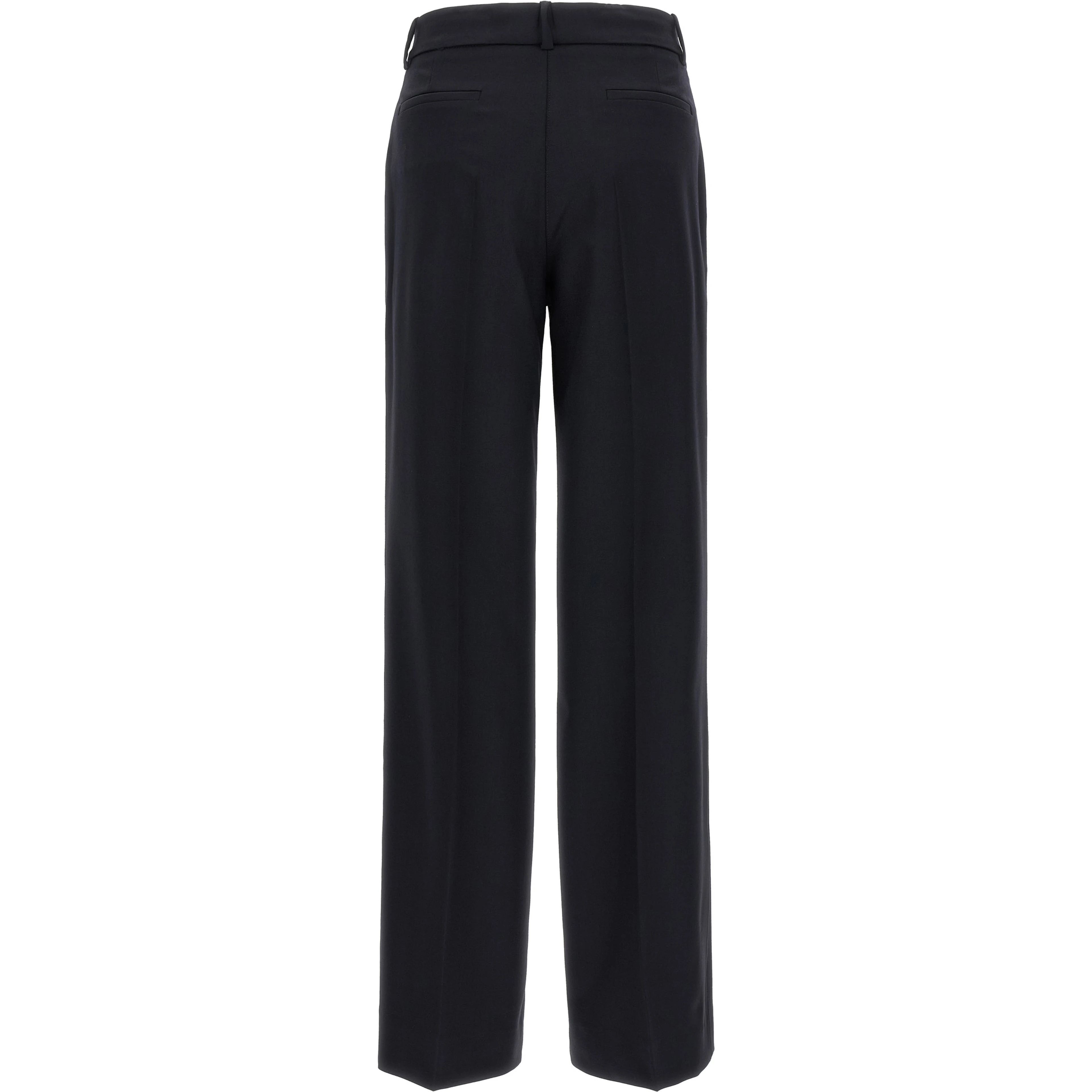 Black Virgin Wool Flared Pants