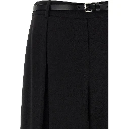 Black Polyester Casual Pants