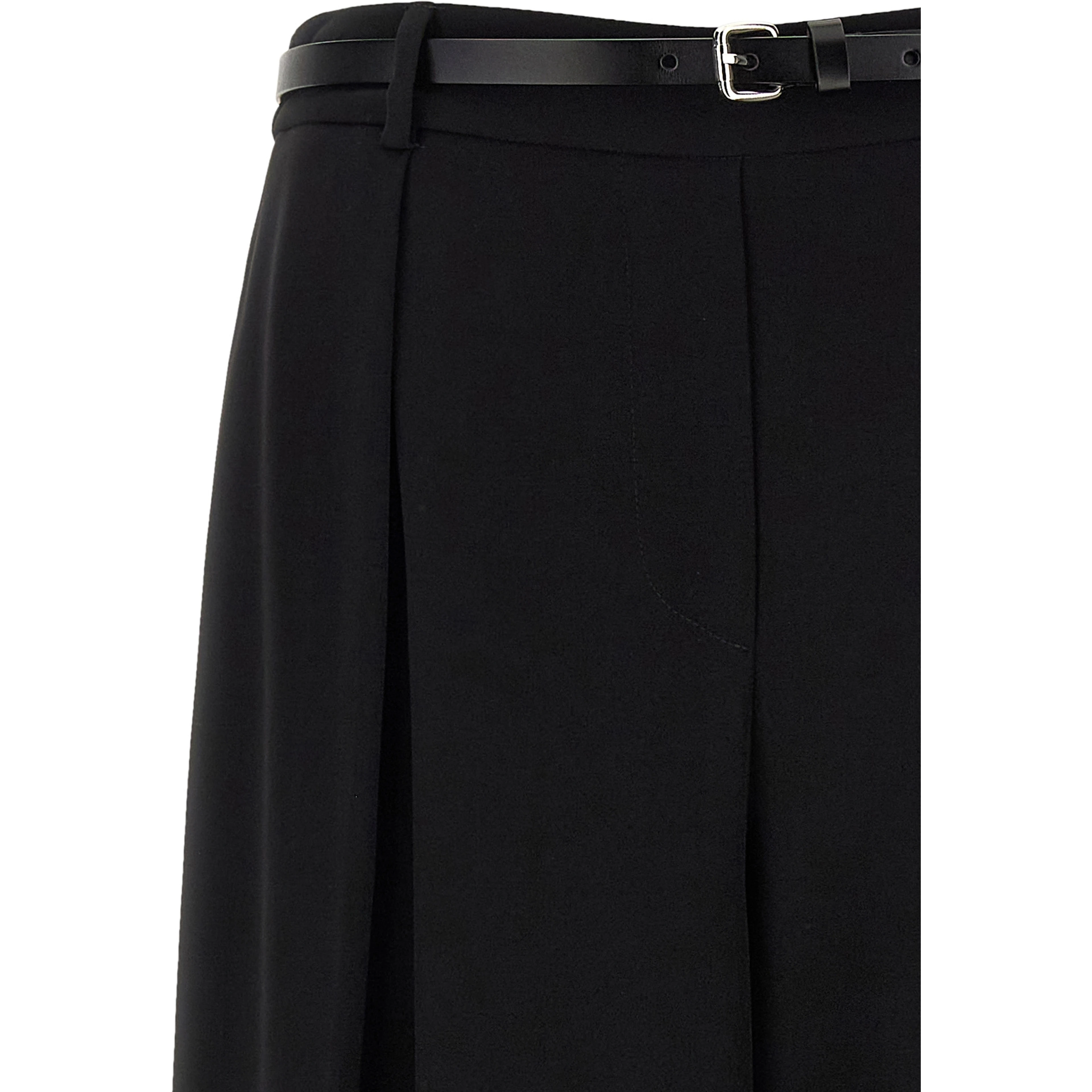Black Polyester Casual Pants