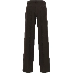 Brown Virgin Wool Flared Pants
