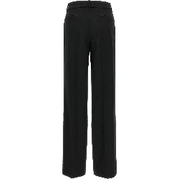 Black Virgin Wool Flared Pants