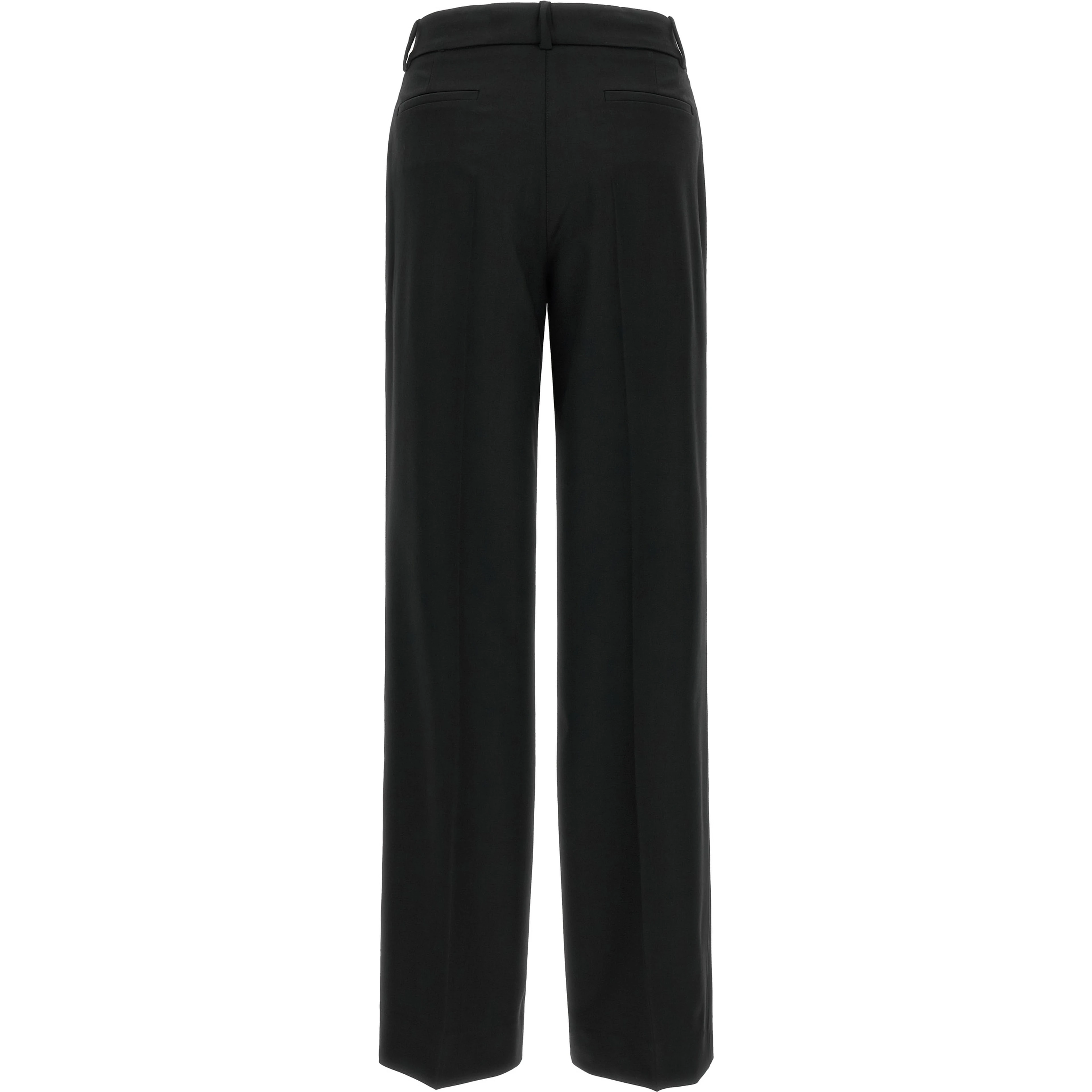 Black Virgin Wool Flared Pants