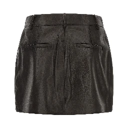 Brown Lamb Leather Long Skirt
