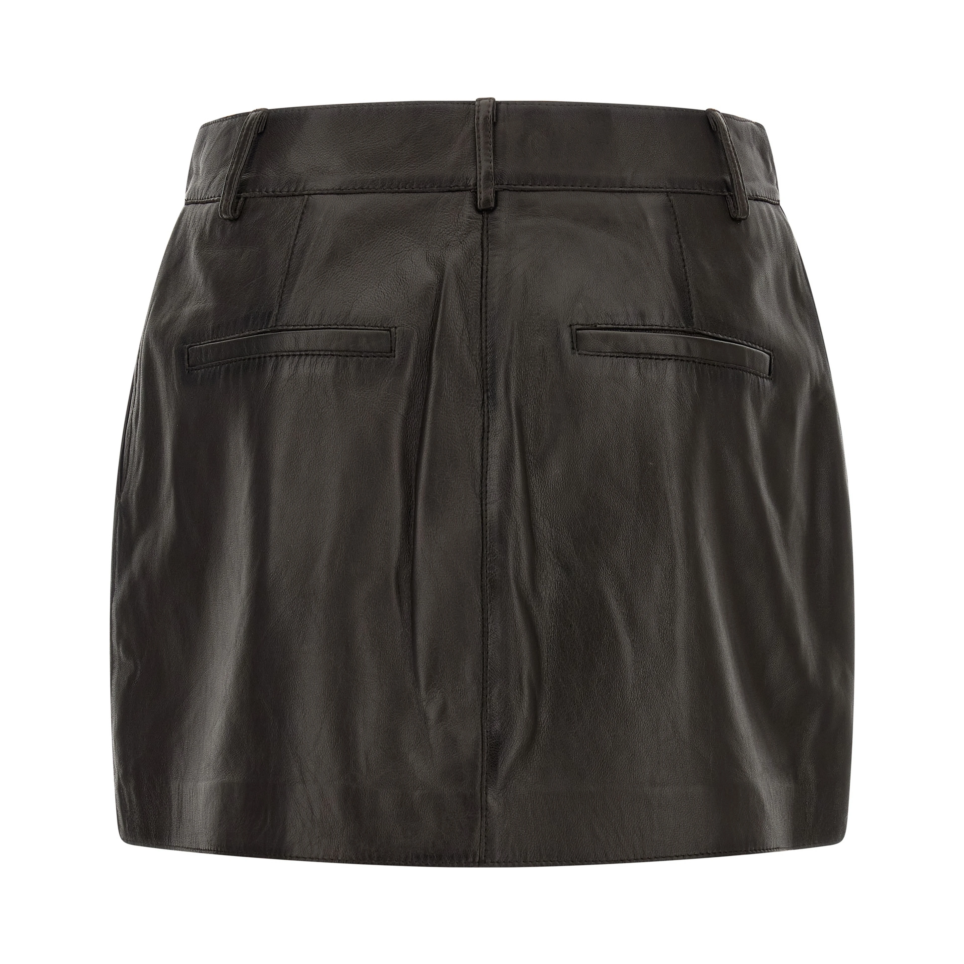 Brown Lamb Leather Long Skirt