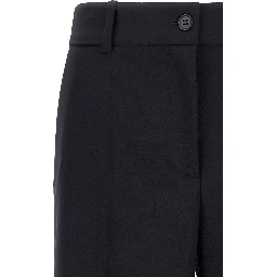 Black Virgin Wool Flared Pants