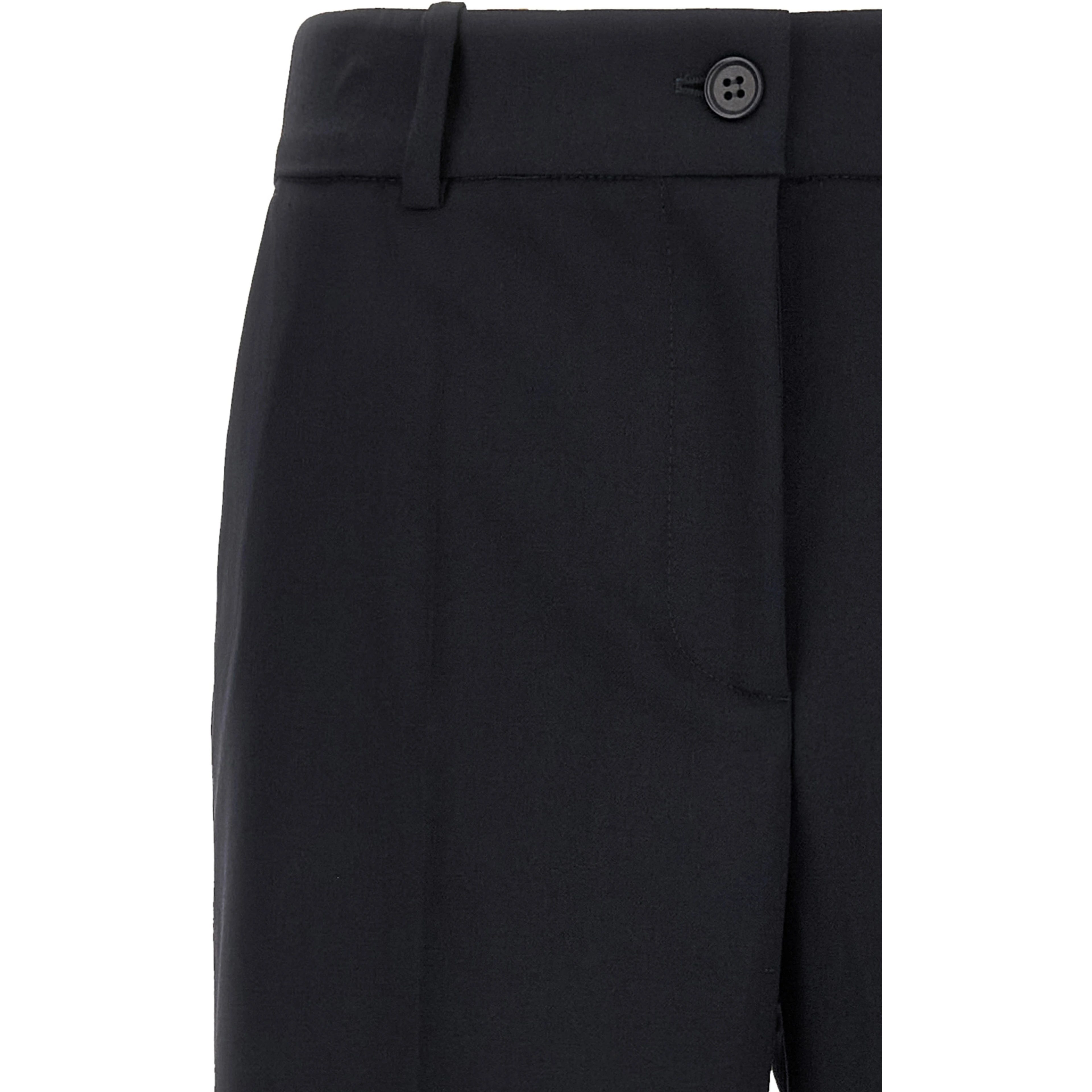 Black Virgin Wool Flared Pants
