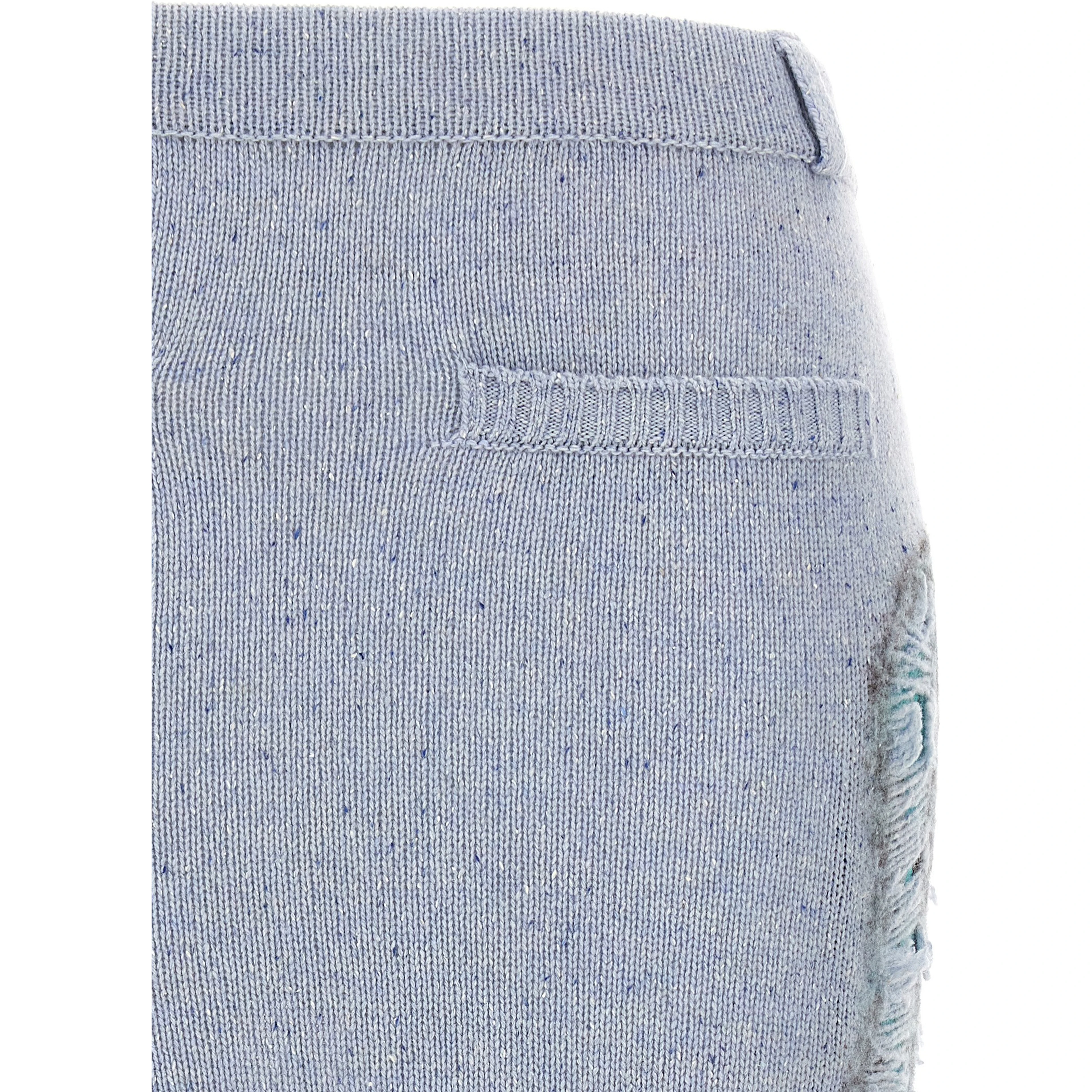 Blue Wool Midi Skirt