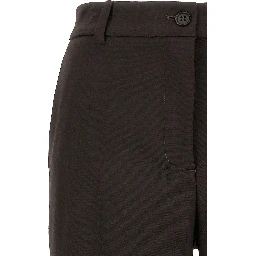 Brown Virgin Wool Flared Pants