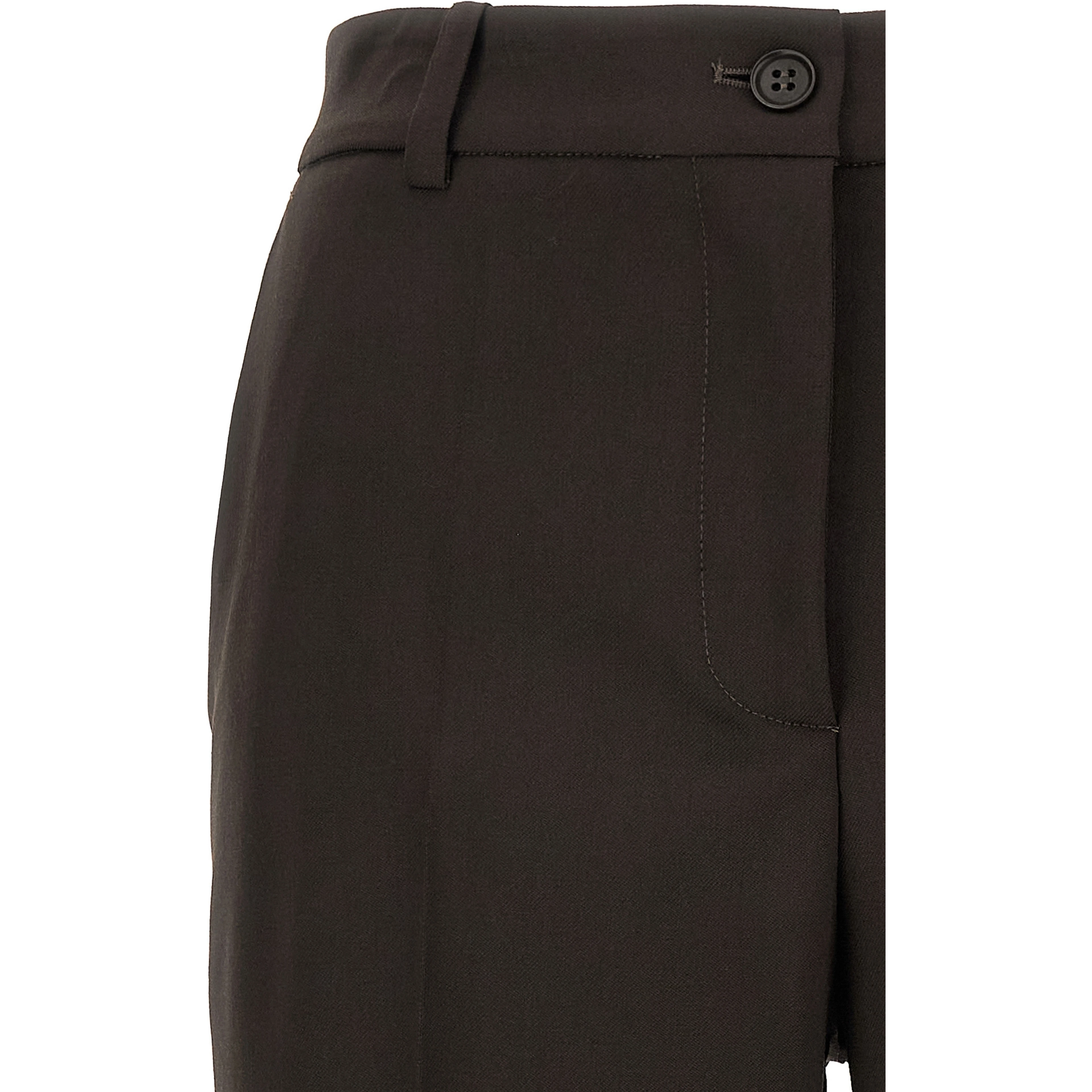 Brown Virgin Wool Flared Pants