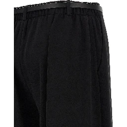 Black Polyester Casual Pants
