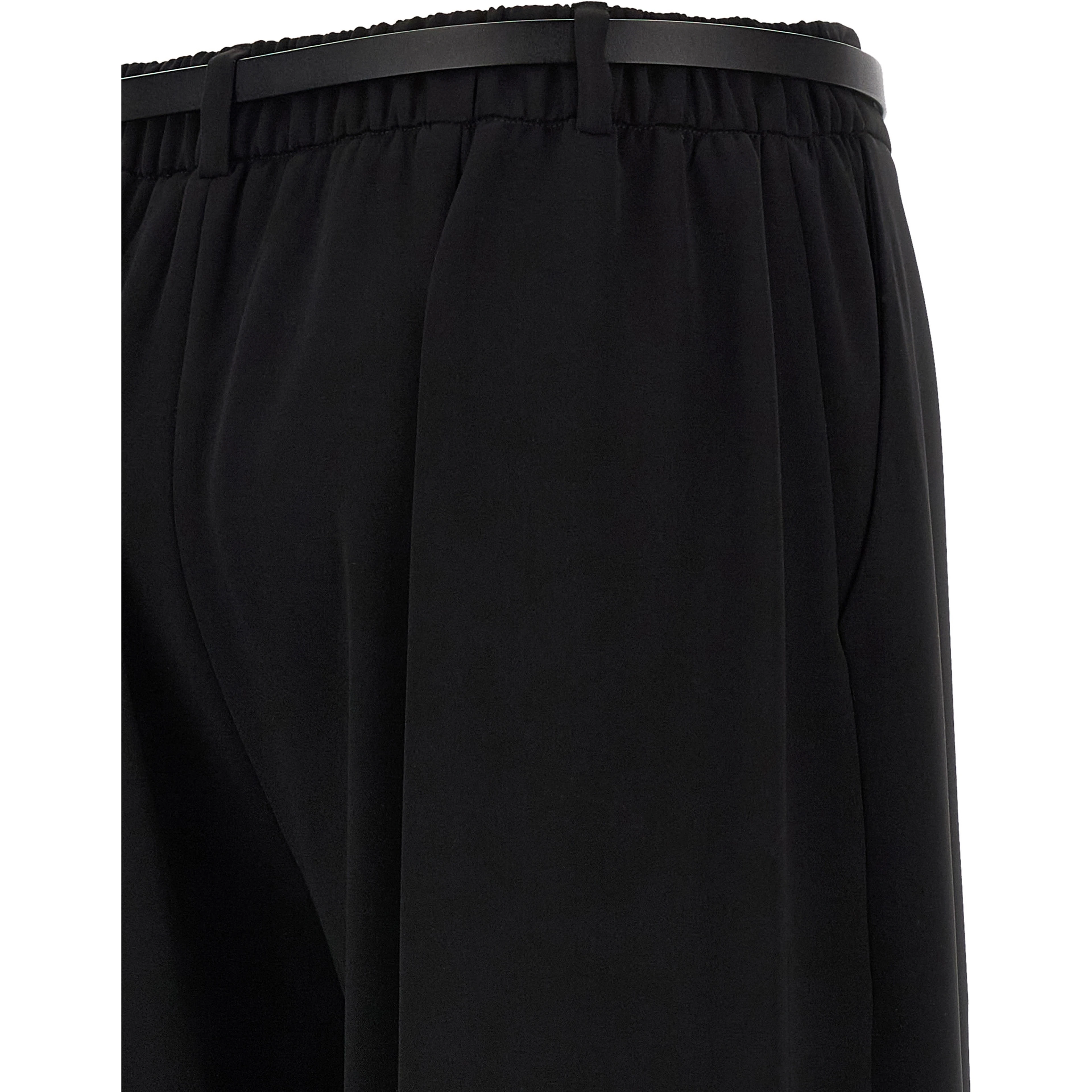 Black Polyester Casual Pants