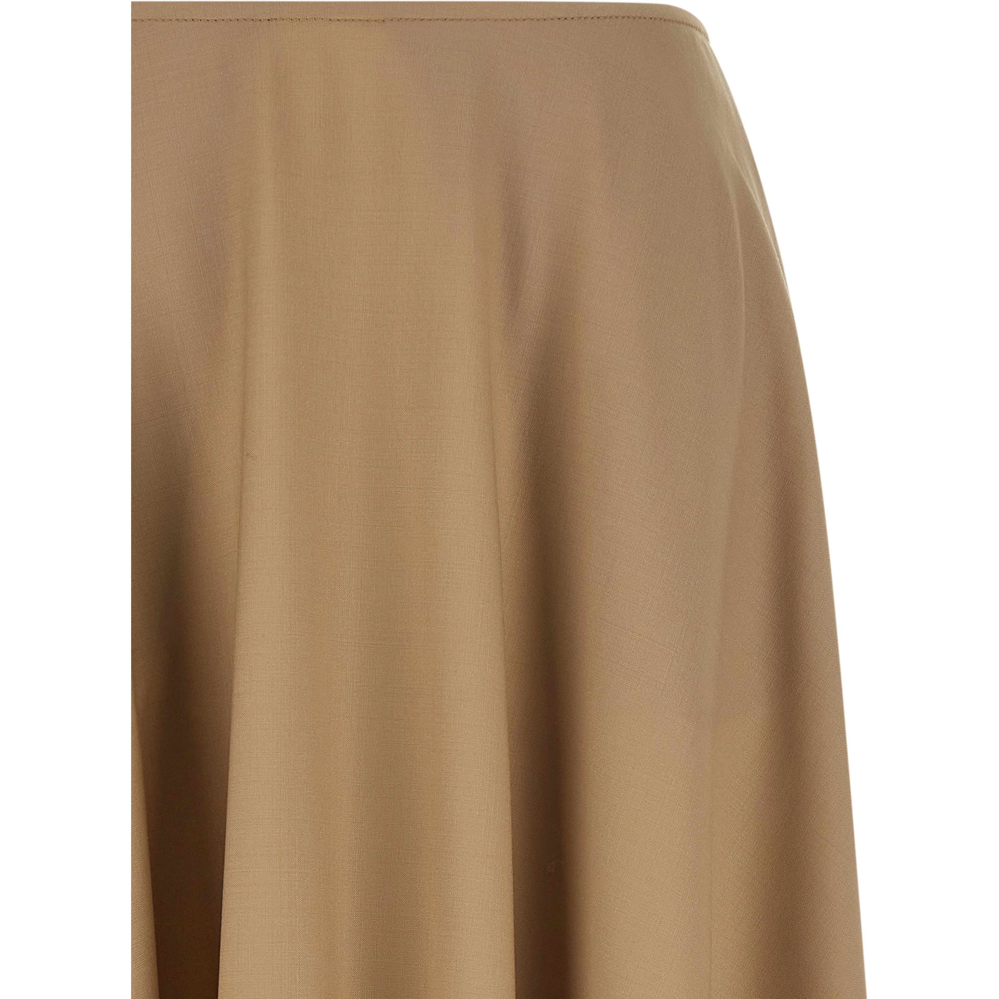 Beige Virgin Wool Midi Skirt
