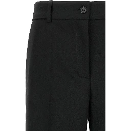 Black Virgin Wool Flared Pants