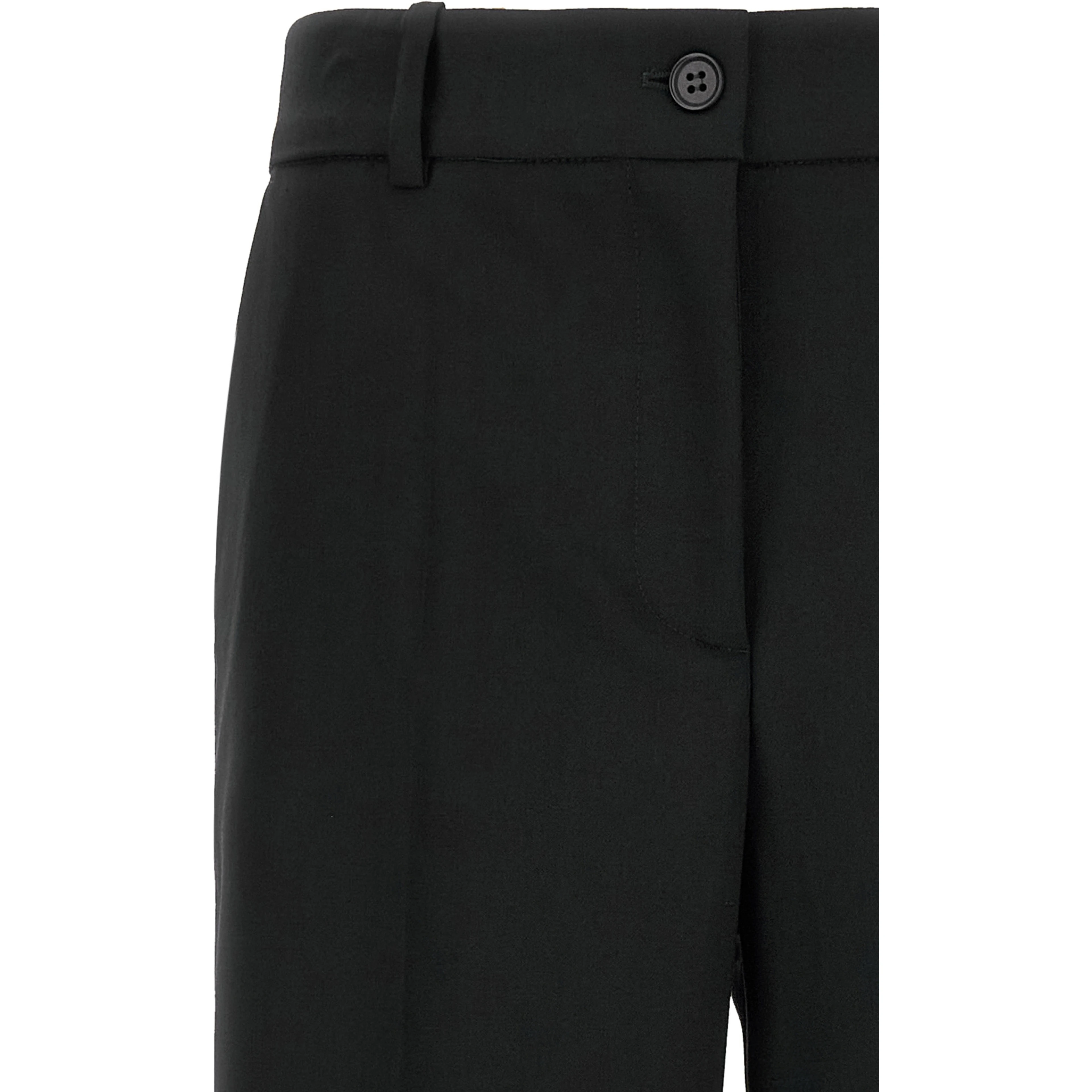 Black Virgin Wool Flared Pants